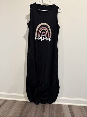 Mama Rainbow Graphic Maxi Dress - Black